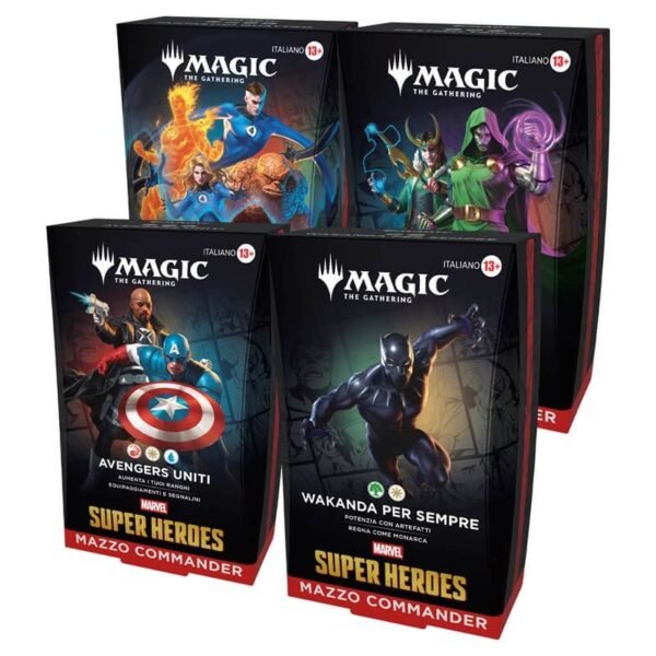 Magic Marvel Super Heroes Commander Decks Display 4 Mazzi - ITA